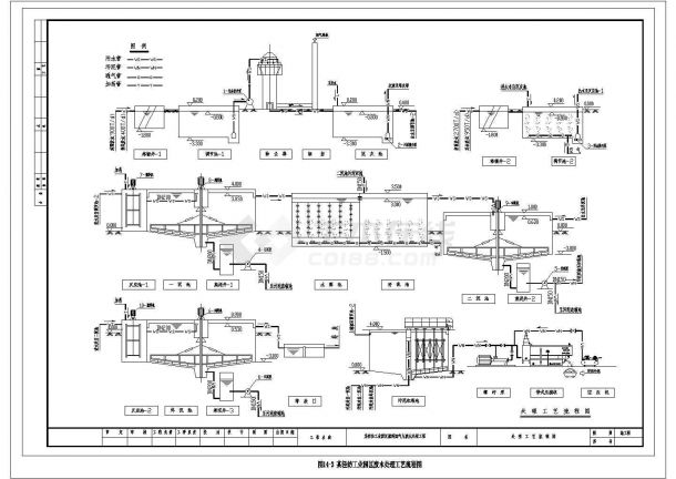 某轻纺工业园区废水处理CAD工艺流程图-图一