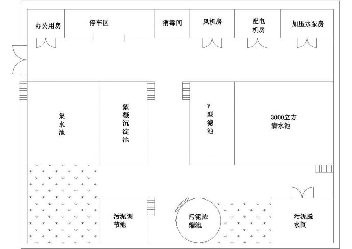 某七贤镇净水厂CAD设计完整布置图_图1