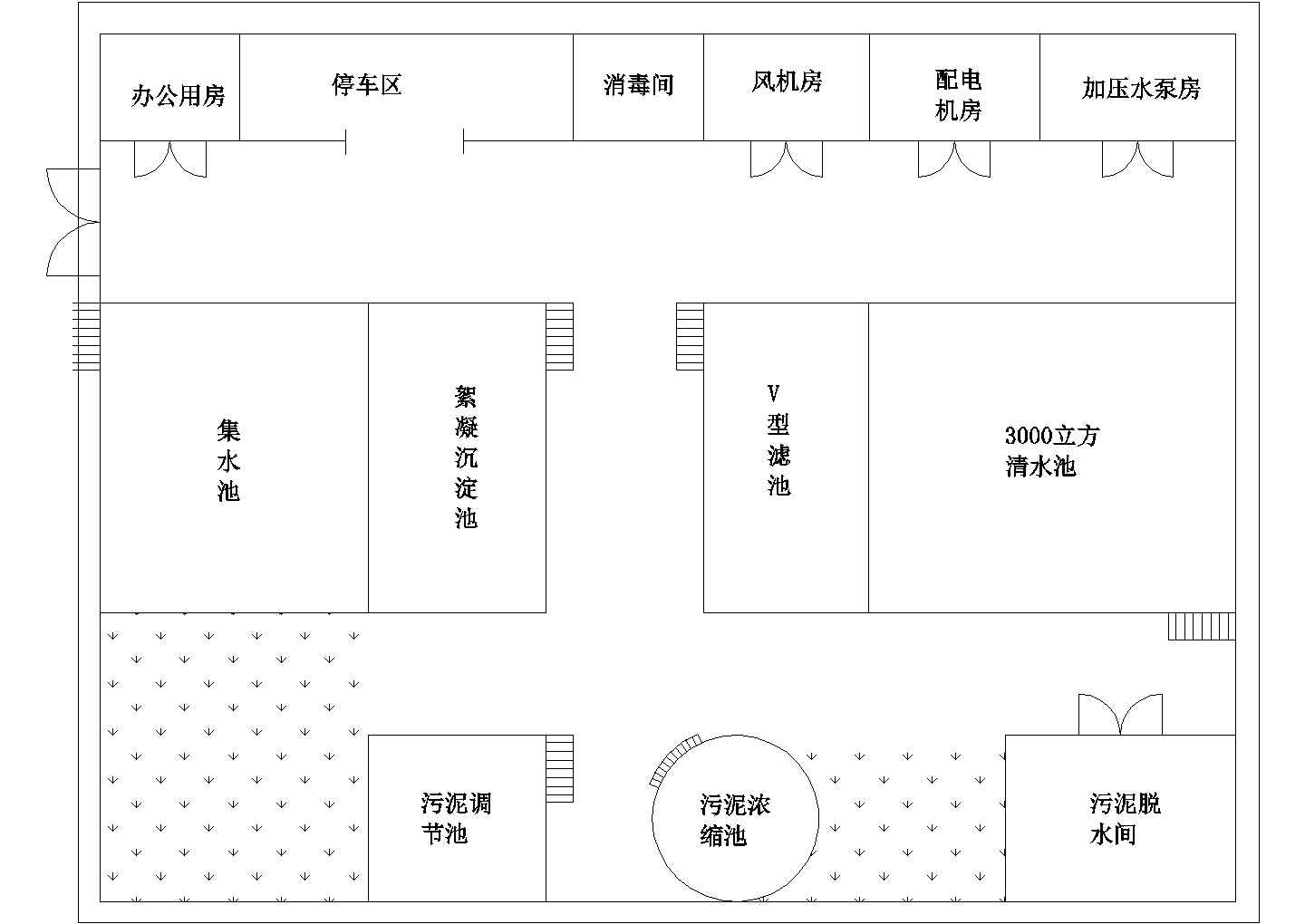 某七贤镇净水厂CAD设计完整布置图