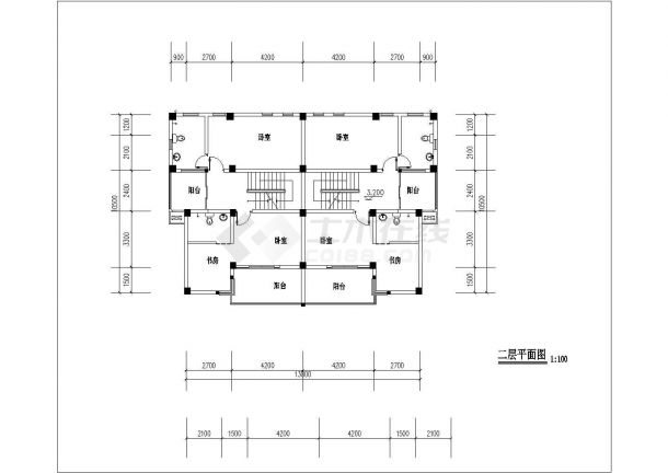 双拼别墅13.80&10.50米建筑设计施工图-图一