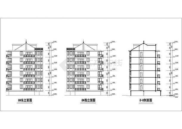 太仓市格瑞花园小区六层砖混住宅楼建筑设计CAD图纸（含阁楼和架空层）-图一