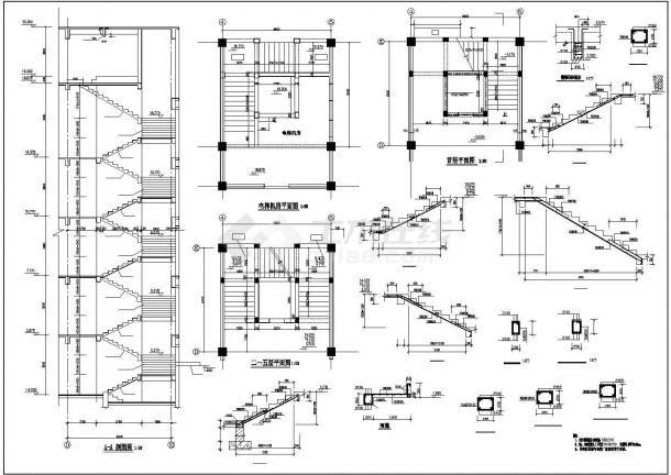 某五层办公楼框架结构建筑设计施工CAD图纸-图二