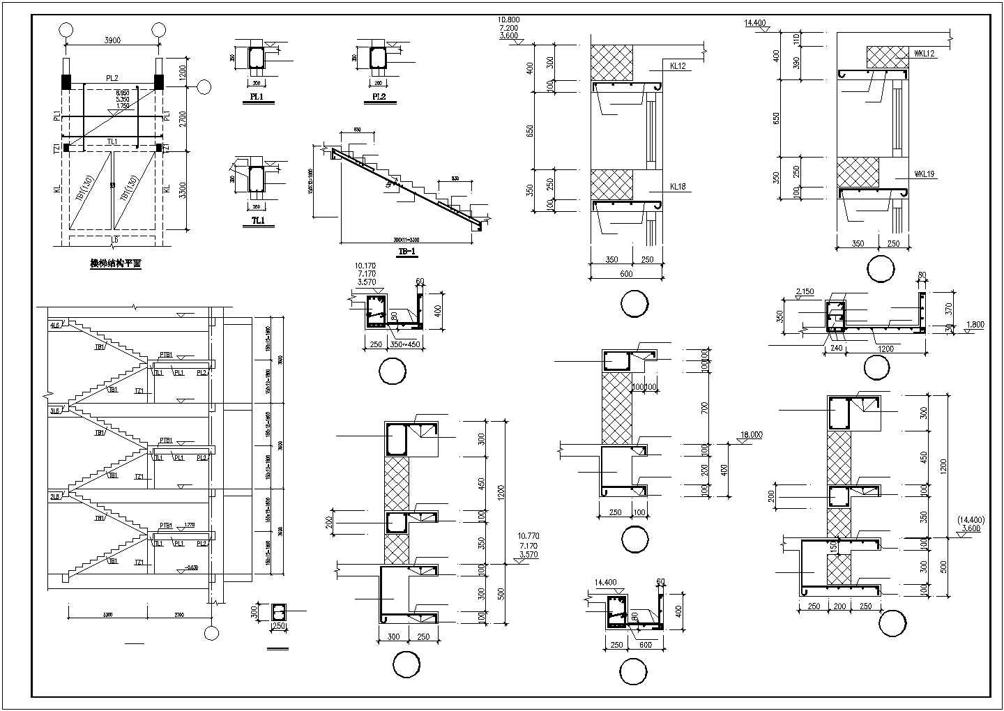 某框架教学楼结构设计施工CAD图纸