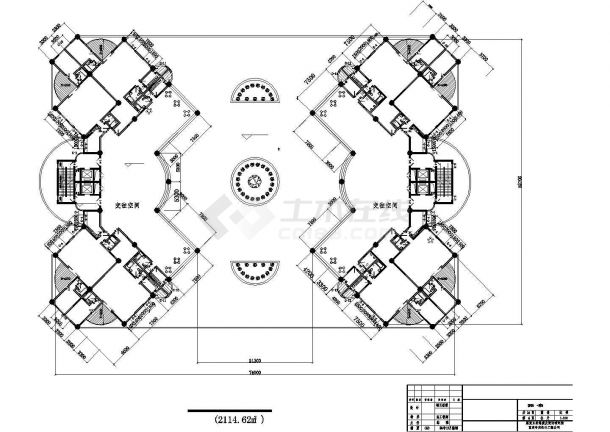 办公楼设计_金果园F型公寓式办公楼设计方案建筑全套cad图，含效果图-图二