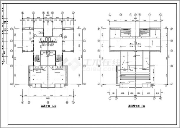某 三层双拼别墅给排水设计CAD图纸（长18.2米 宽16.8米 ）-图二