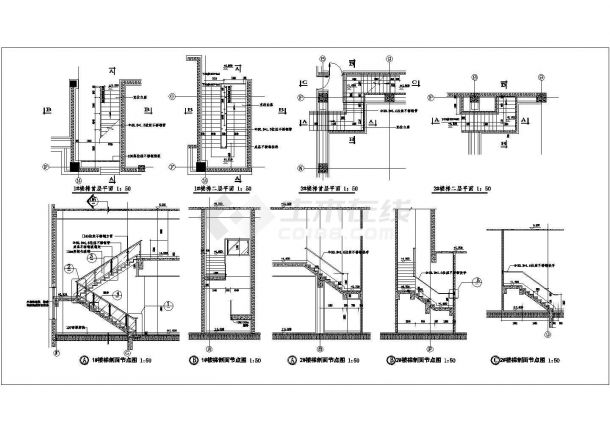 某楼梯CAD大样完整构造节点图-图一