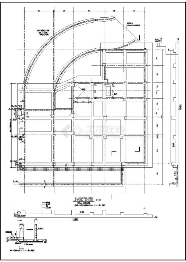 十八层框架结构办公楼结构施工cad图（带地下一层设计）-图二