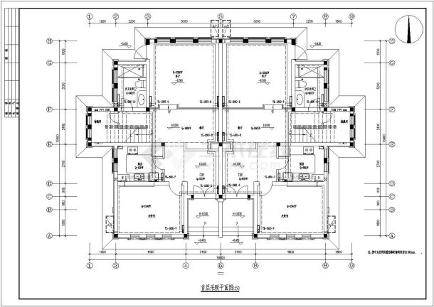 某二层62.42平米双拼别墅双管式采暖设计cad图纸，含设计施工说明-图二