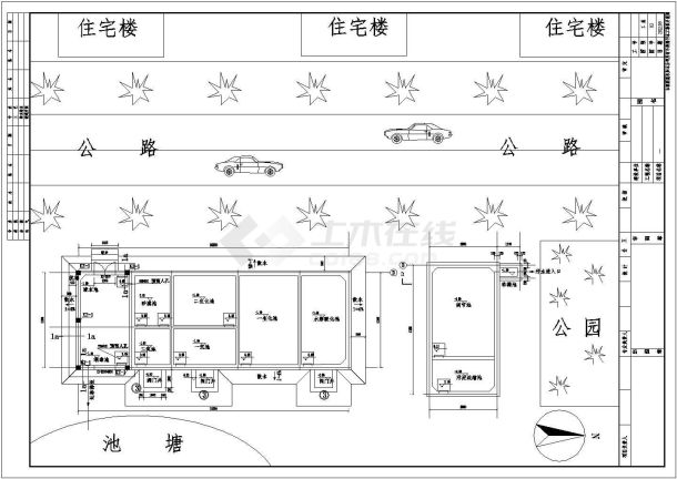 某小区生活污水处理设计cad全套施工图（ 含设计说明）-图一