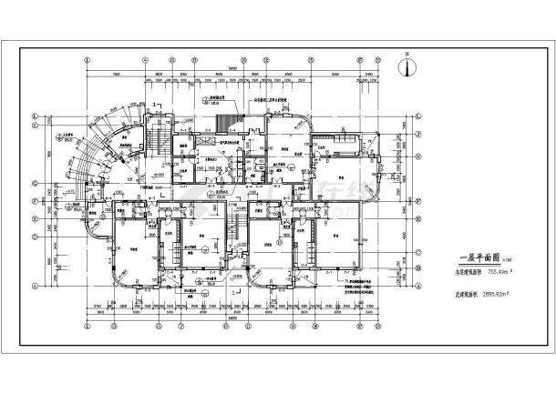 某地4层9班幼儿园建筑施工图CAD-图一