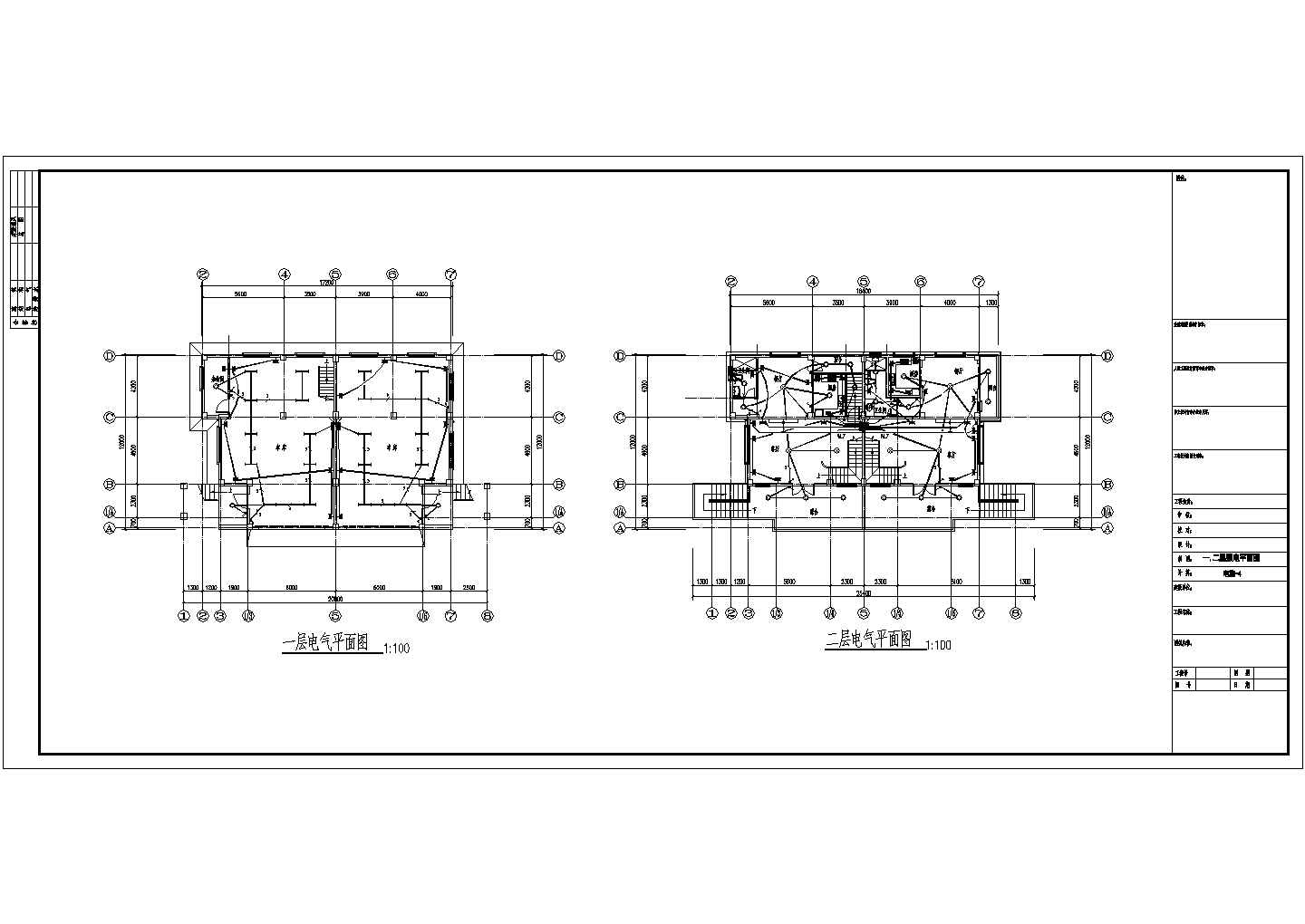 某五层双拼别墅电气施设cad图纸设计（长20.8米 宽12米 ）