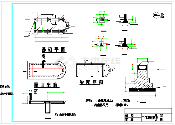 某工厂门卫建筑结构CAD设计施工图纸-图一