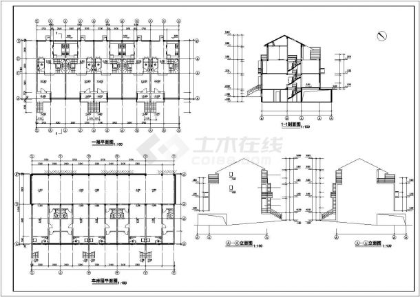 滁州兰园花园小区3层混合结构住宅楼建筑设计CAD图纸（含夹层/2套方案）-图二