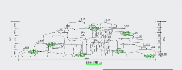 某地假山跌水施工详图CAD图纸-图一