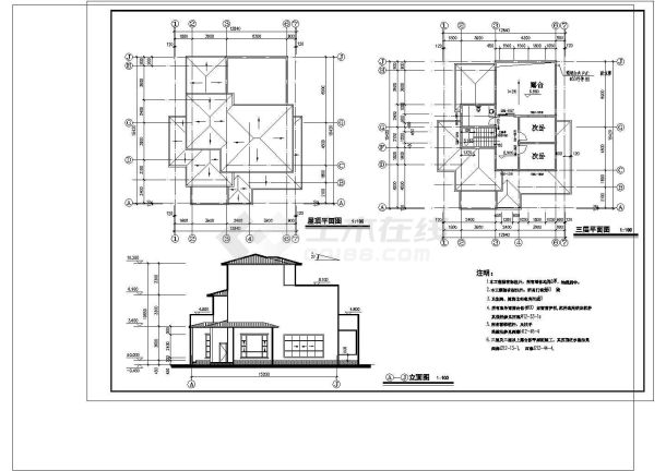 某二层地中海风格别墅建筑详细设计cad施工图纸-图二