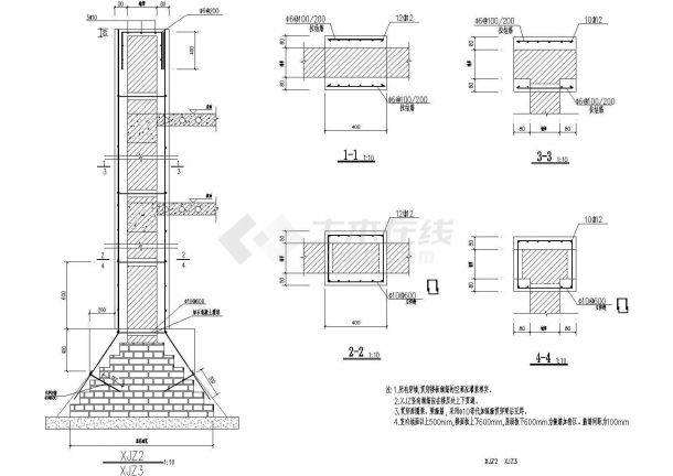 某地三层砌体教学楼结构加固CAD设计施工图-图二