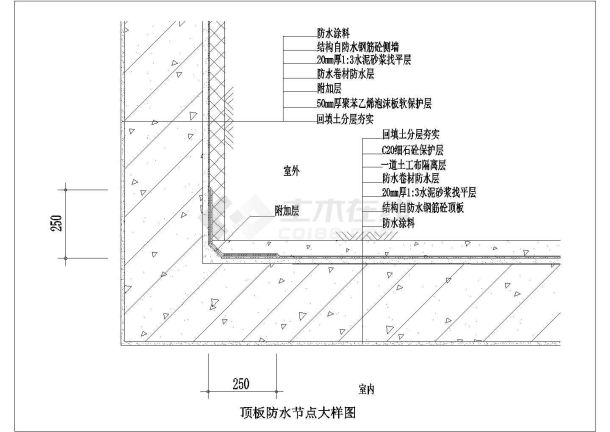 某顶板防水节点CAD平面大样图-图一