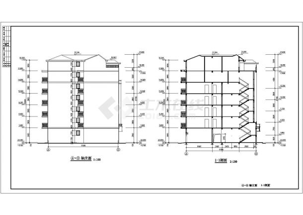 某市6层框架结构抗震六度住宅楼施工设计全套cad图（含防水说明）-图一