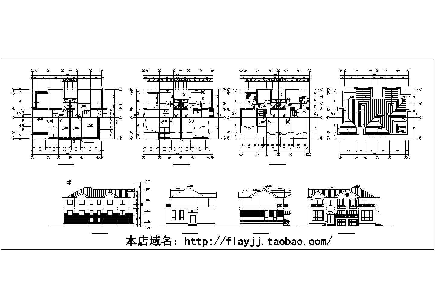 2+1夹层双拼别墅设计图【平立】