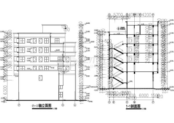 某地区六层框架结构耐火三级住宅楼建筑施工设计cad图（含卫生间大样，屋面排水）-图一