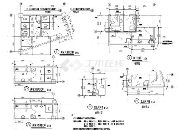 某高层建筑CAD施工参考示意图-图一