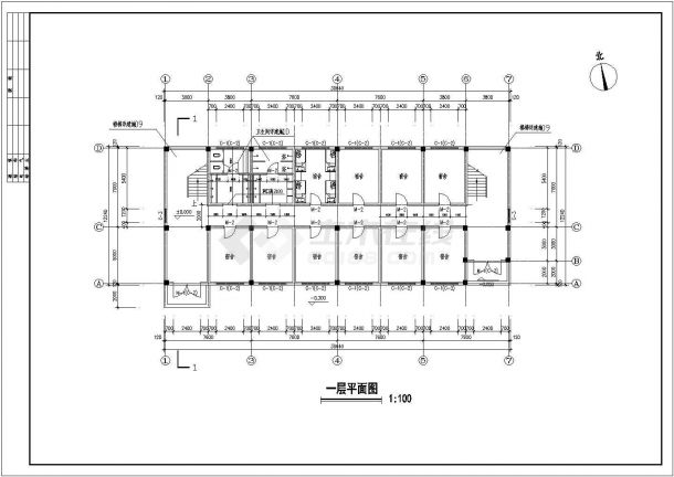 连云港市某大型加工厂5层职工宿舍楼建筑设计CAD图纸-图一
