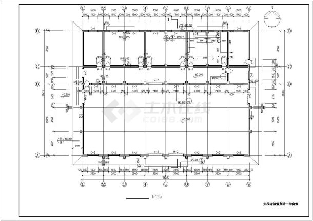 某中学框架结构食堂建筑施工图全套完整大样图CAD图纸-图二