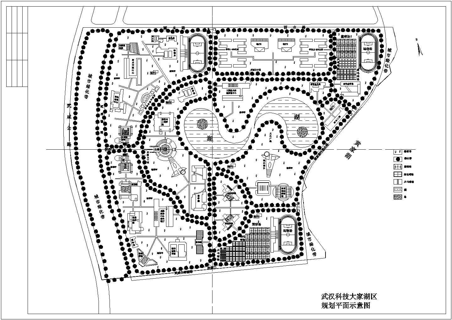 武汉科技大家湖区规划建筑施工平面全套完整大样图CAD图纸示意图
