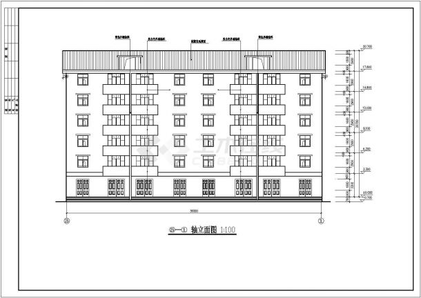 某占地面积550平方米六层宿舍楼建筑设计cad图（含外墙装修表）-图一