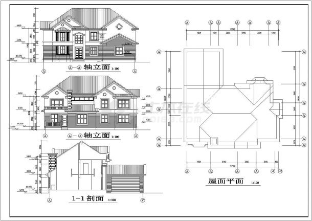 某高级别墅建筑施工图全套建筑平立面CAD图纸-图一