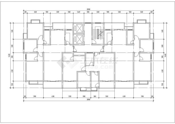 长38.4米 宽17.3米 18层1楼梯2电梯4户点式钢结构住宅楼全套完整大样图CAD图纸设计图-图一