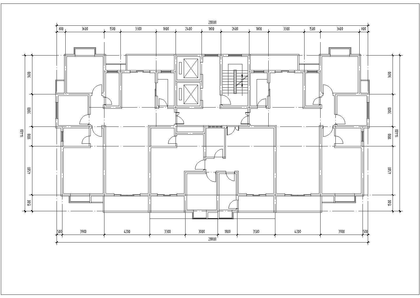 长38.4米 宽17.3米 18层1楼梯2电梯4户点式钢结构住宅楼全套完整大样图CAD图纸设计图