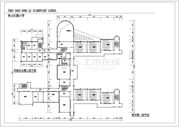 高等学府行政楼教学楼建筑施工CAD图-图二