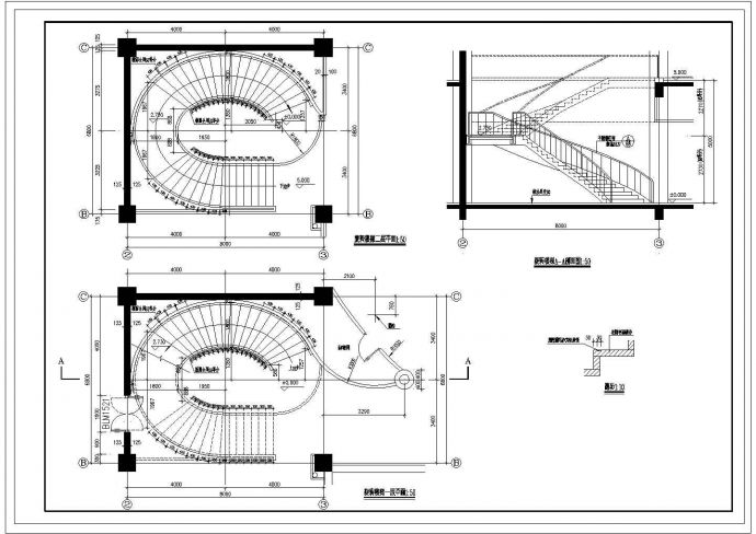 某椭圆楼梯CAD设计节点构造详图_图1