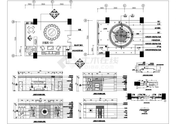 某餐厅包间CAD构造设计完整详图-图一