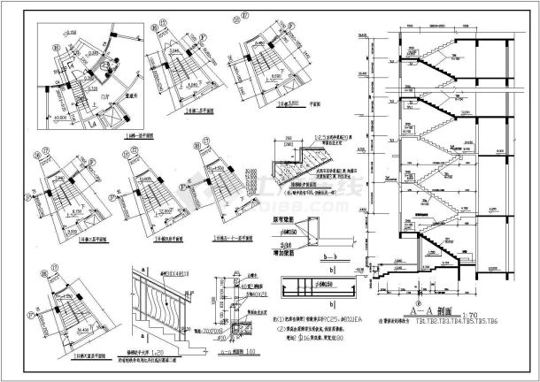 某商住楼楼梯CAD节点设计构造图纸-图一