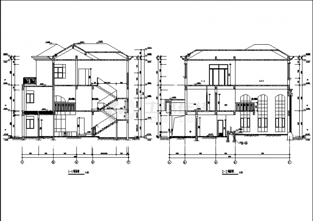 北京二套三层别墅住宅楼建筑设计施工cad图纸（含说明）-图一