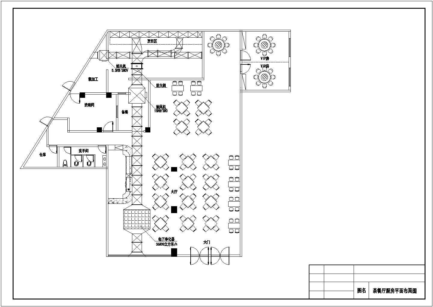 某茶餐厅厨房CAD设计完整平面图