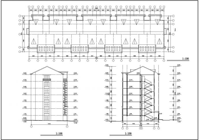 长55.2米 宽14.7米 七层经典住宅钢结构四单元对称户型全套完整大样图CAD图纸_图1