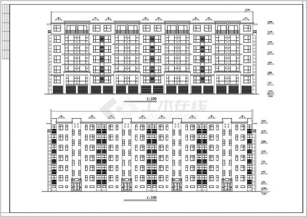 长55.2米 宽14.7米 七层经典住宅钢结构四单元对称户型全套完整大样图CAD图纸-图二