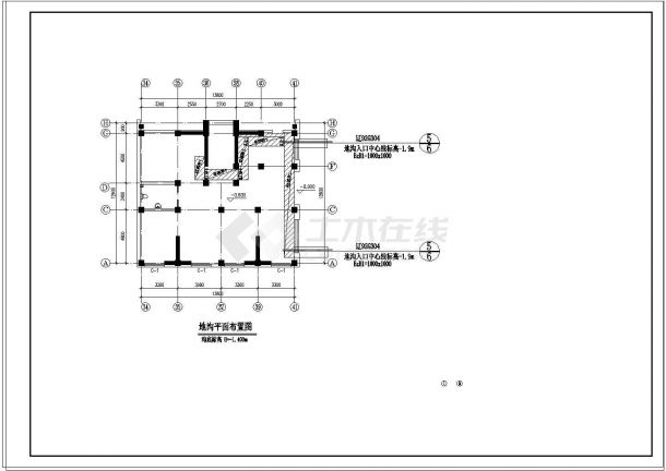 二层商住楼建筑底框结构cad施工设计图-图一