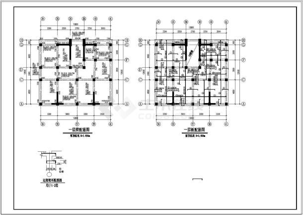 二层商住楼建筑底框结构cad施工设计图-图二