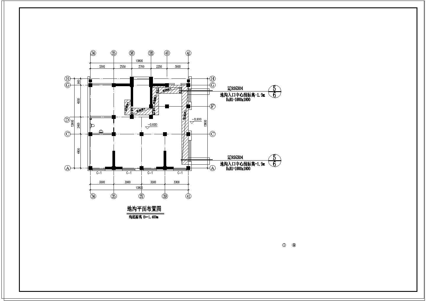 二层商住楼建筑底框结构cad施工设计图