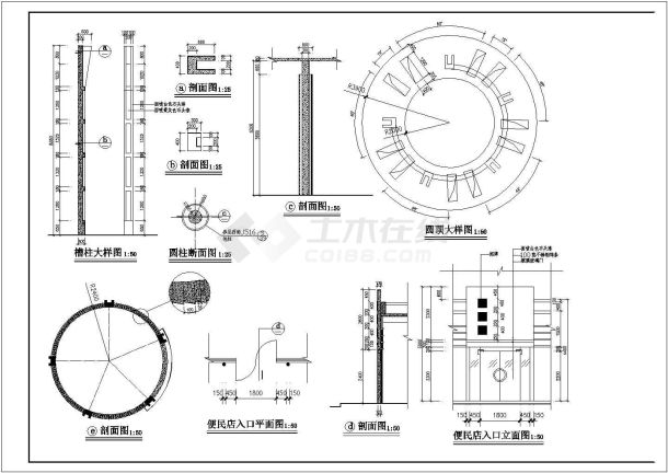 某小区大门CAD大样完整构造施工图-图二