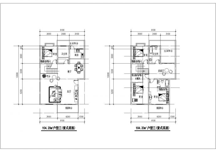 经典多层住宅楼户型设计cad建筑平面方案图集（甲级院设计）_图1