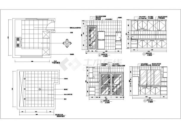 某厨房室内装修CAD节点构造设计图库-图一