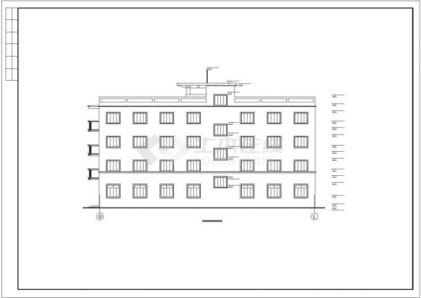某四层办公室框架结构建筑设计施工CAD图纸-图一