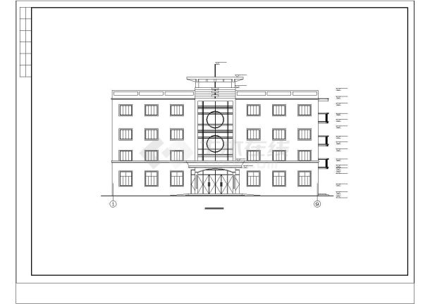 某四层办公室框架结构建筑设计施工CAD图纸-图二