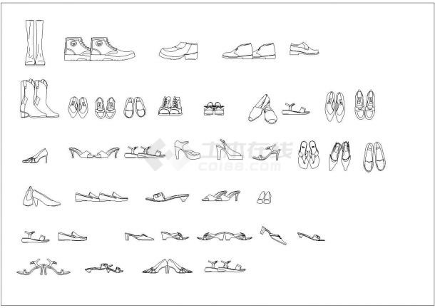 某衣服鞋帽衣柜饰品图块CAD设计构造完整大全-图一