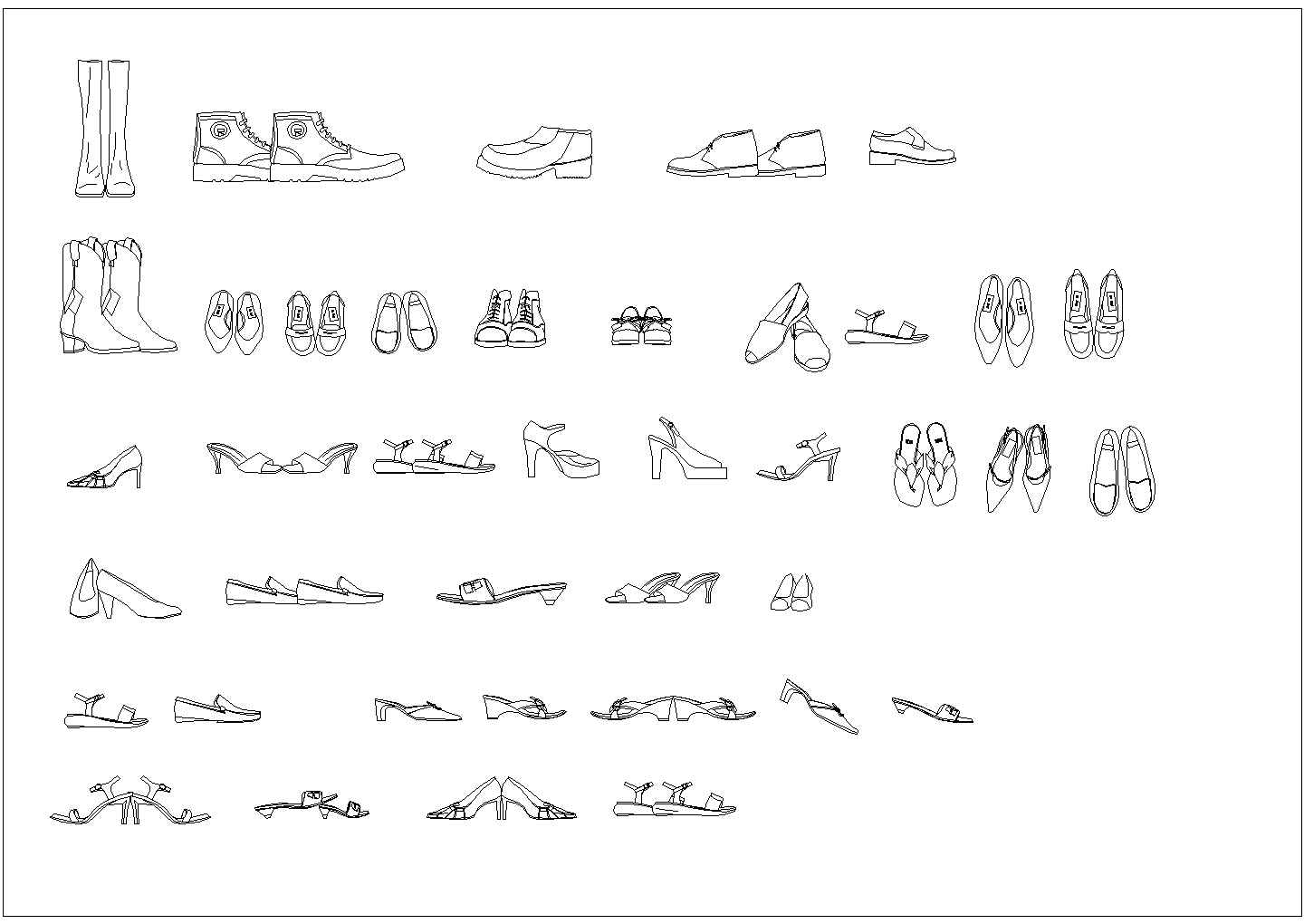 某衣服鞋帽衣柜饰品图块CAD设计构造完整大全